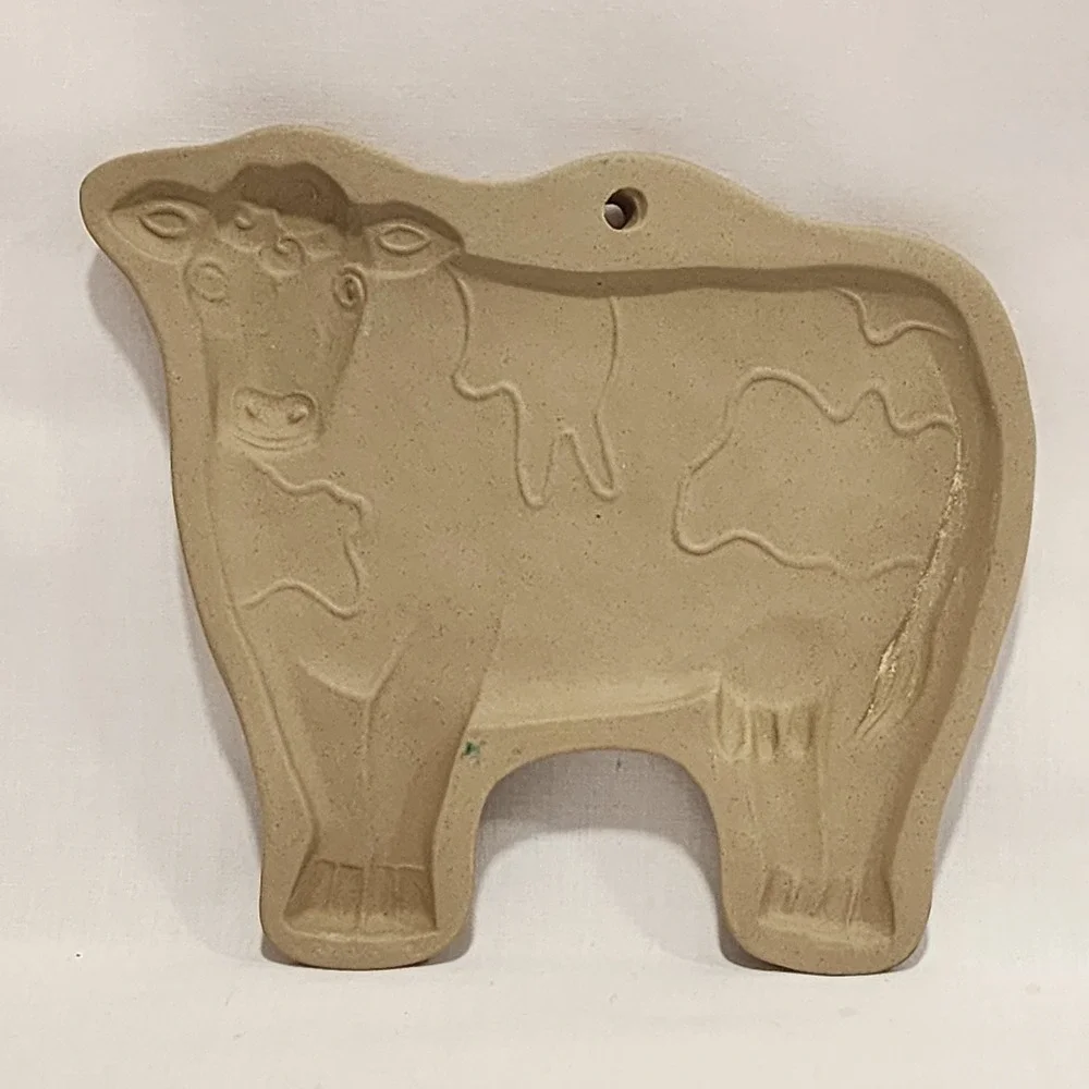 Brown Bag Cookie Art Cow Stoneware Cookie Mold 1985 Vintage Farmhouse Decor